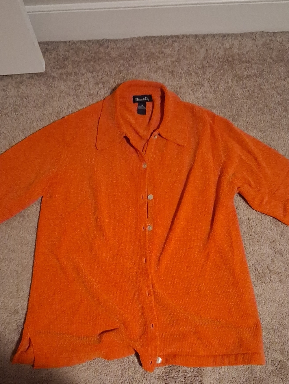 Denim & Co Bright Orange Button-Up Knit Cardigan